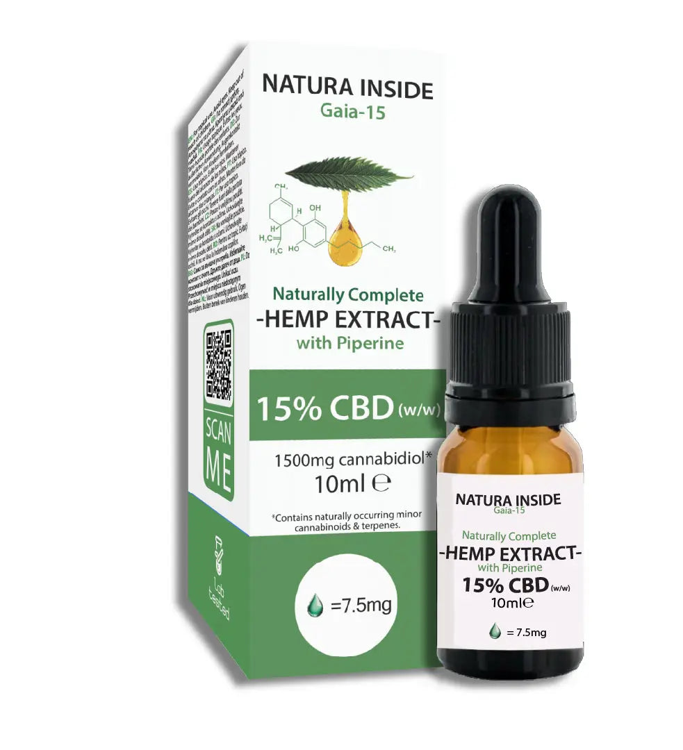 Natura Inside Full Spectrum Cannabis Oil – 15% CBD with Piperine, Gaia Series, 10ml
