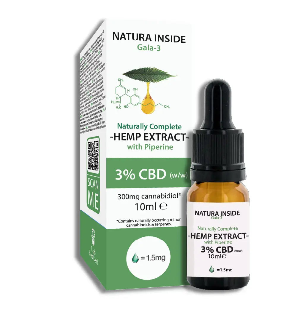 Natura Inside Full Spectrum Cannabis Oil – 3% CBD with Piperine, Gaia Series, 10ml