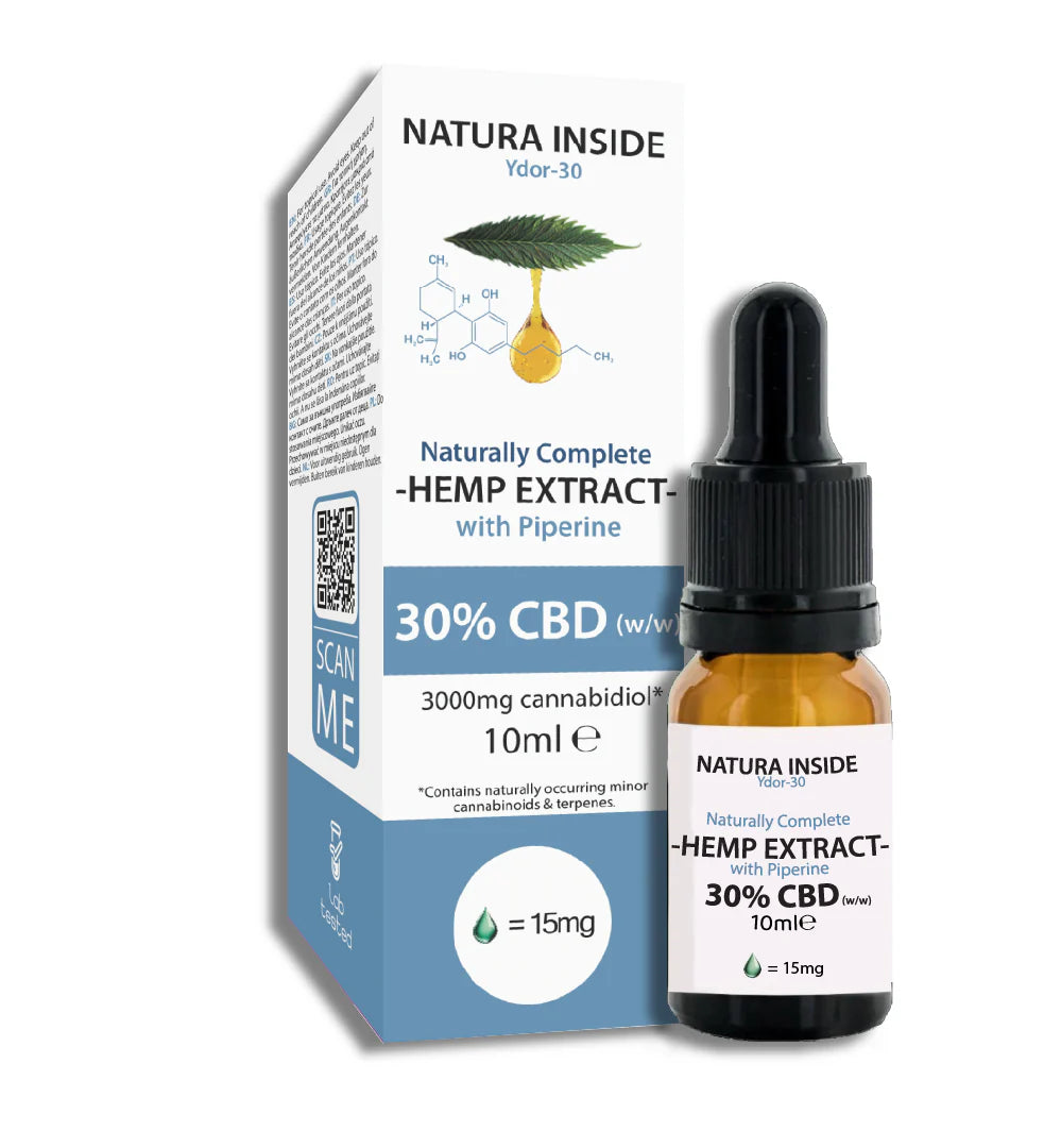 Natura Inside Full Spectrum Cannabis Oil – 30% CBD with Piperine, Ydor Series, 10ml