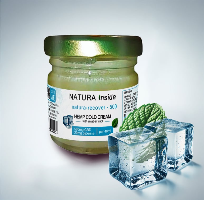 Natura Inside Hemp Cold Cream – 500mg Broad Spectrum CBD, 20mg Piperine & Mint Extract, 40ml