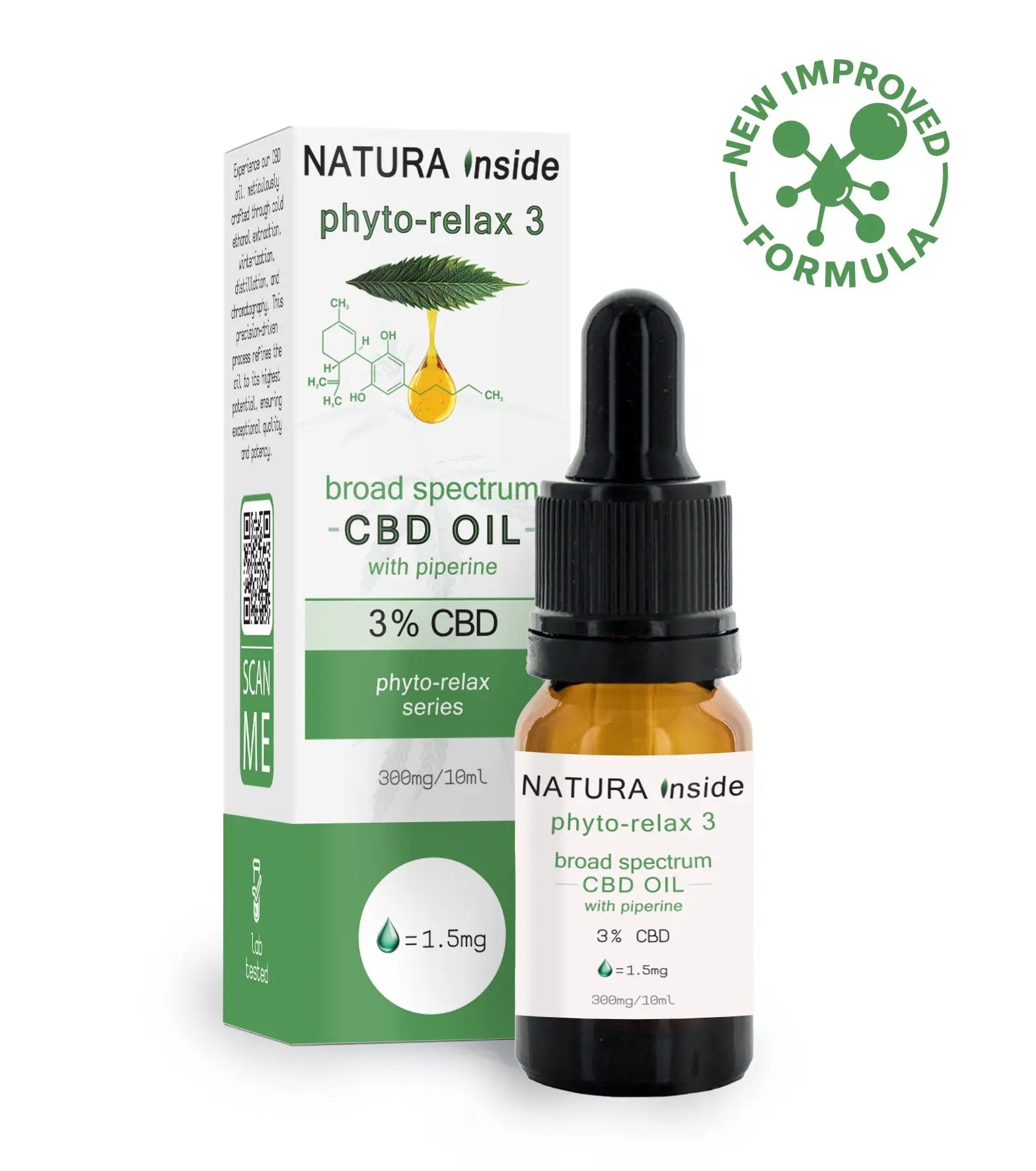 Natura Inside Full Spectrum Cannabis Oil – 3% CBD with Piperine, Gaia Series, 10ml